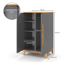 Vitalispa Guardaroba per bambini Grigio 53.4 x 120 cm