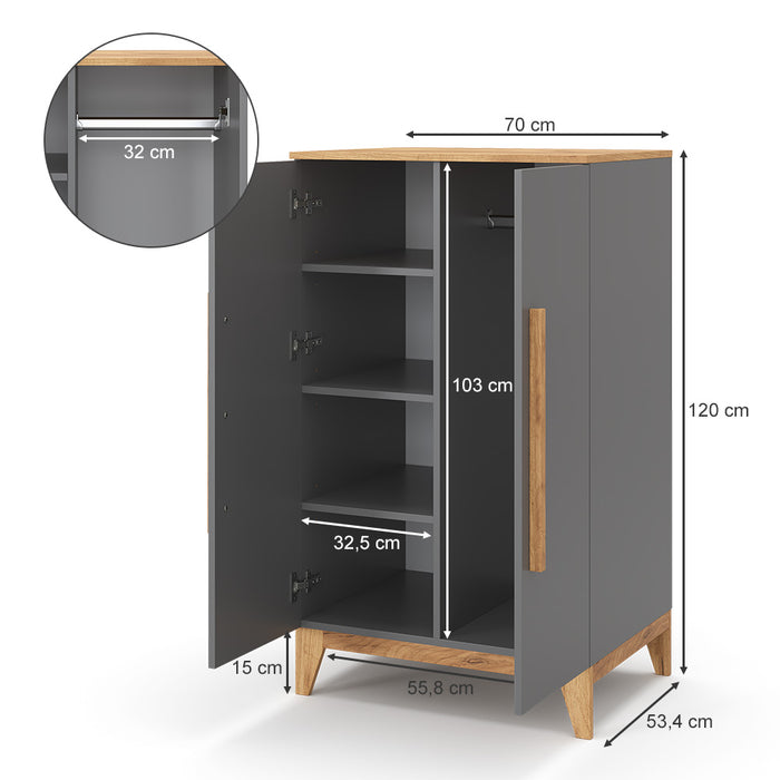 Vitalispa Guardaroba per bambini Grigio 53.4 x 120 cm