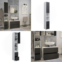 Vicco Armadio per la biancheria Bianco 30.2 x 189 cm con un'anta e due cassetti