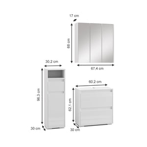 Vicco Set di mobili da bagno Bianco 3 parti