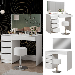 Vicco Tavolo da toilette Bianco 100 cm con sgabello