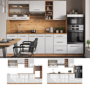 Vicco Cucina componibile Bianco lucido/oro power oak 280 cm , PL Rovere