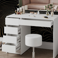 Vicco Tavolo da toilette Bianco 100 cm con sgabello