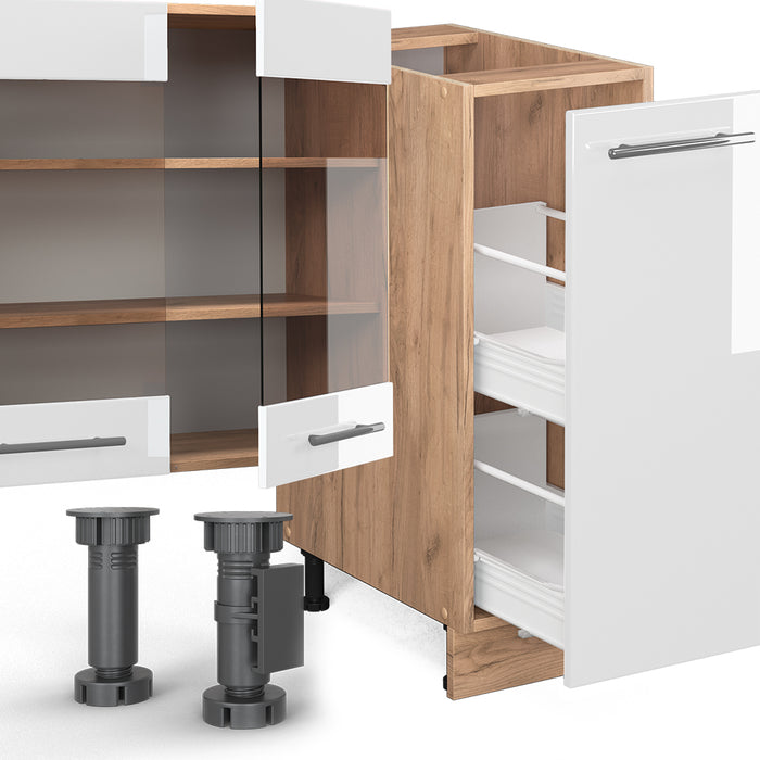 Vicco Cucina componibile Bianco lucido/oro power oak 280 cm , PL Rovere