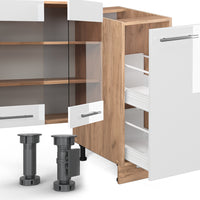 Vicco Cucina componibile Bianco lucido/oro power oak 280 cm , PL Marmo