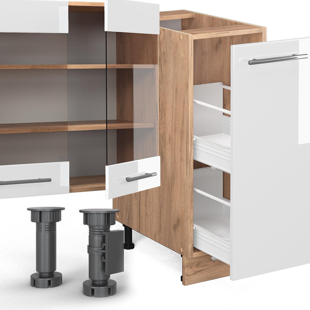 Vicco Cucina componibile Bianco lucido/oro power oak 280 cm , PL Antracite