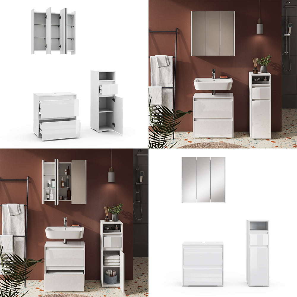 Vicco Set di mobili da bagno Bianco 3 parti