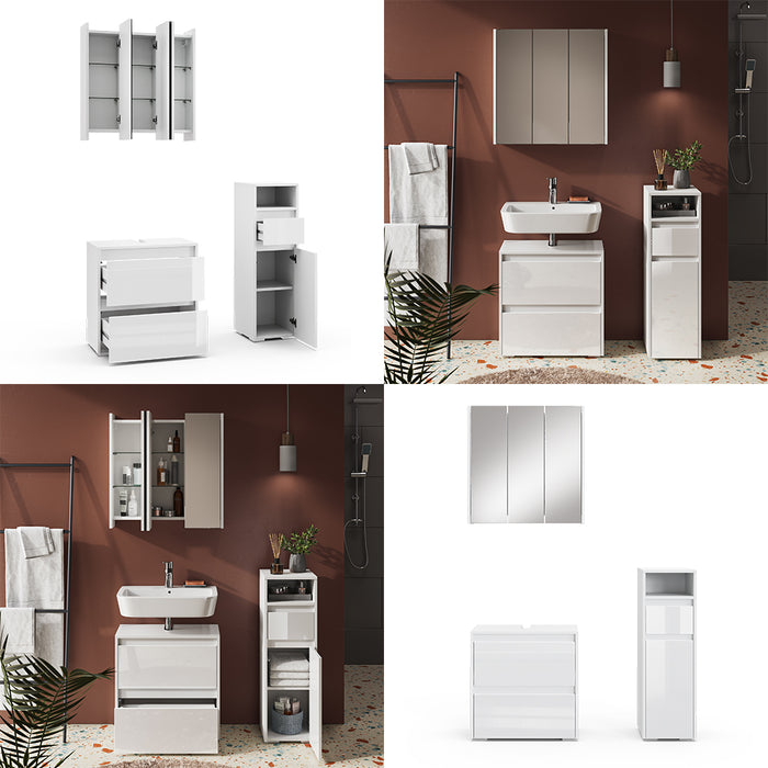 Vicco Set di mobili da bagno Bianco 3 parti