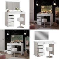 Vicco Tavolo da toilette Bianco 100 cm con sgabello