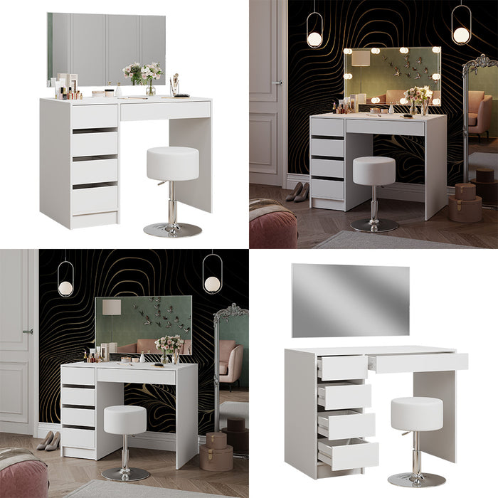 Vicco Tavolo da toilette Bianco 100 cm con sgabello