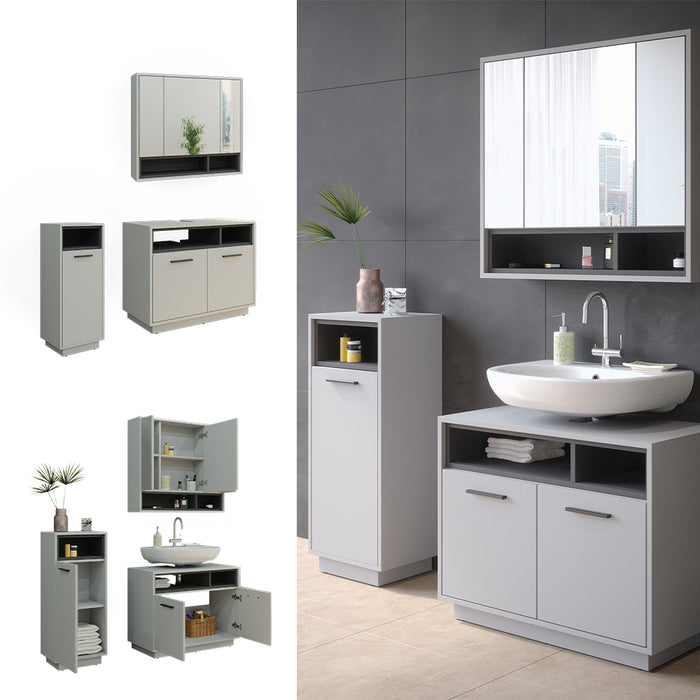 Vicco Set di mobili da bagno Grigio 3 parti