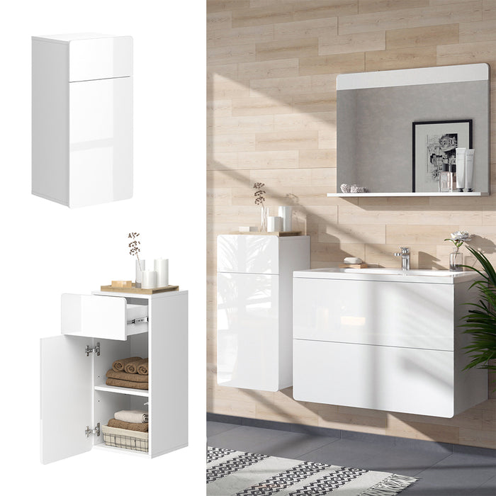 Vicco Mobiletto bagno Bianco 36.6 x 76.6 cm con cassetto e anta