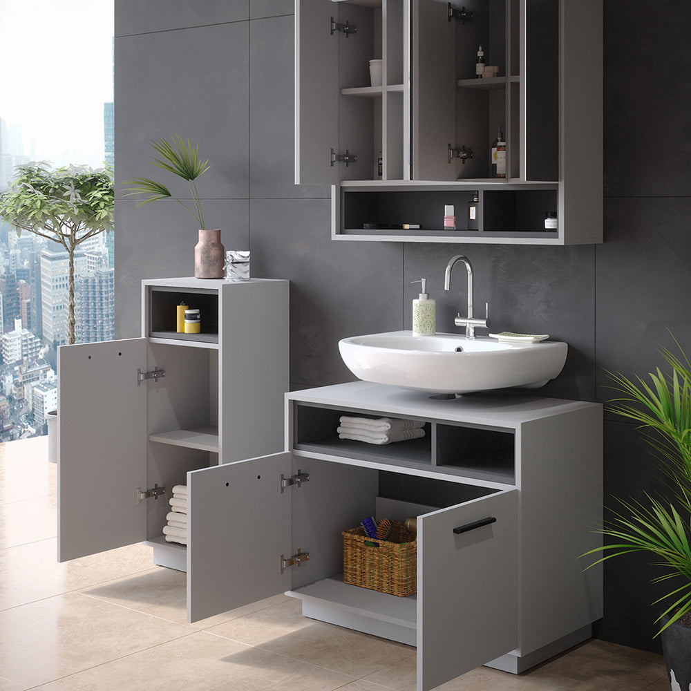 Vicco Set di mobili da bagno Grigio 3 parti