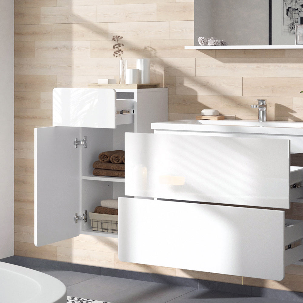 Vicco Mobiletto bagno Bianco 36.6 x 76.6 cm con cassetto e anta