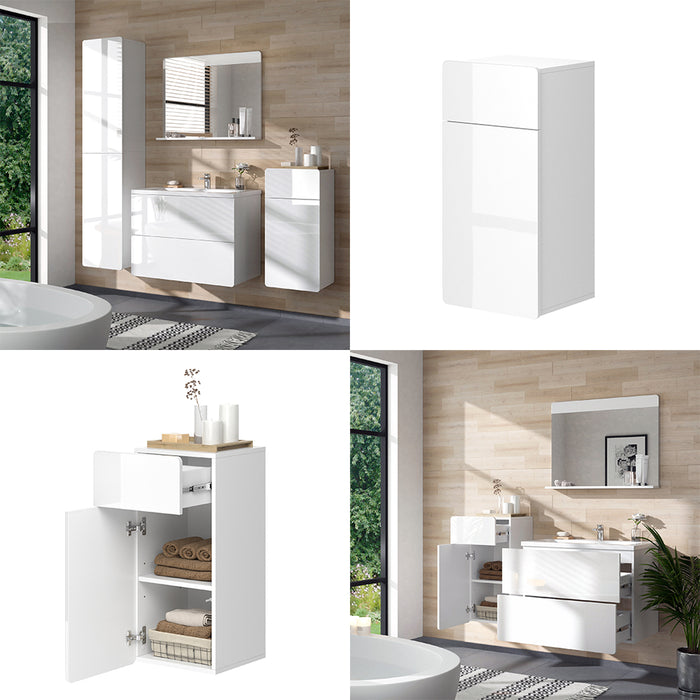 Vicco Mobiletto bagno Bianco 36.6 x 76.6 cm con cassetto e anta