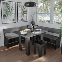 Vicco Gruppo panca ad angolo Nero 180 x 41.5 cm con tavolo