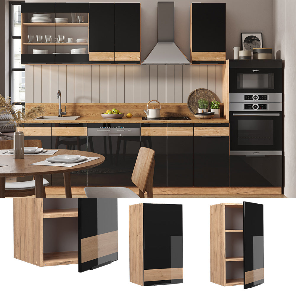 Vicco Pensile da cucina Rovere nero lucido 40 cm