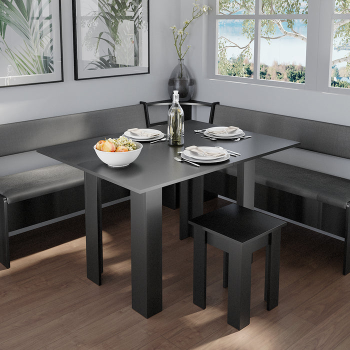 Vicco Gruppo panca ad angolo Nero 180 x 41.5 cm con tavolo