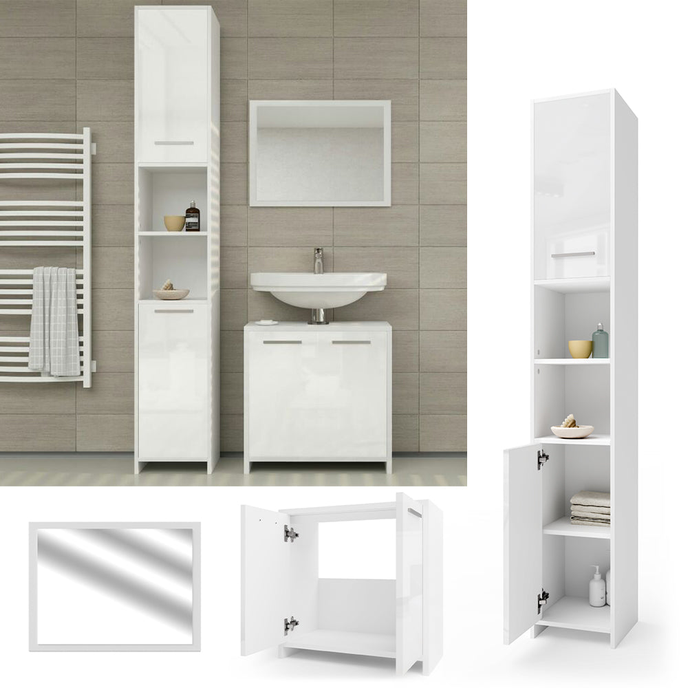 Vicco Set di mobili da bagno Bianco lucido 3 parti