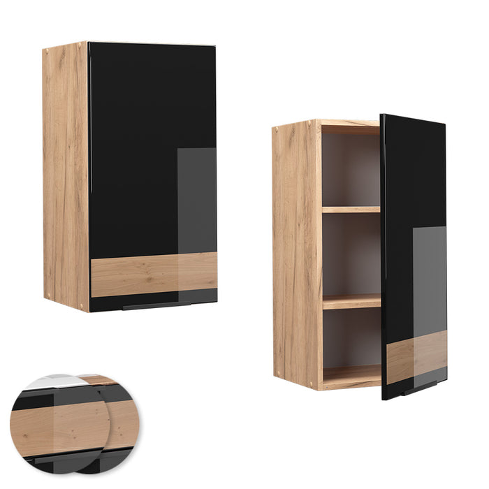 Vicco Pensile da cucina Rovere nero lucido 40 cm