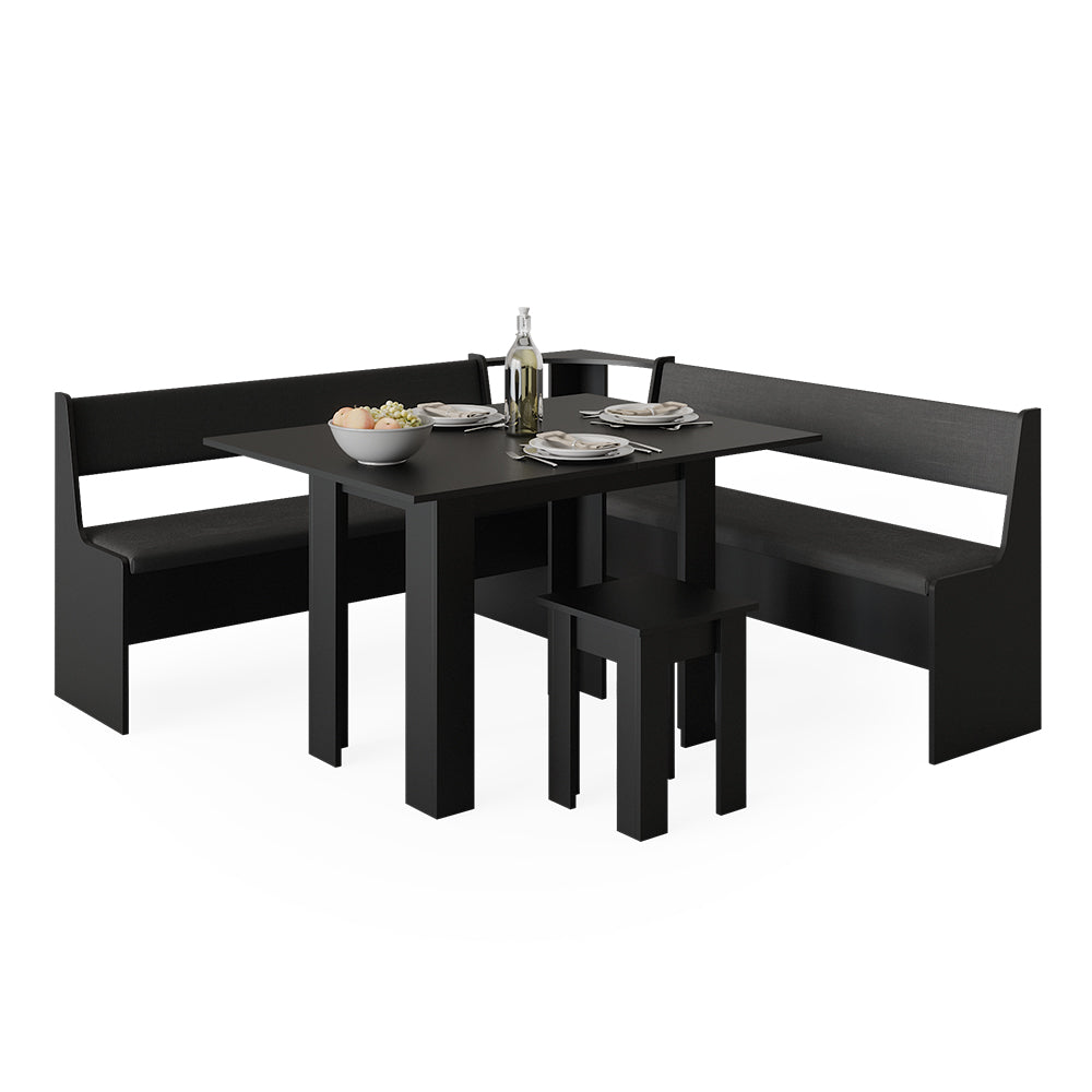 Vicco Gruppo panca ad angolo Nero 180 x 41.5 cm con tavolo