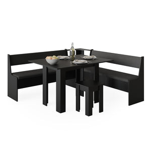 Vicco Gruppo panca ad angolo Nero 180 x 41.5 cm con tavolo