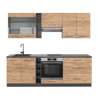 Vicco Cucina componibile Quercia dorata/antracite 235 cm senza piano di lavoro