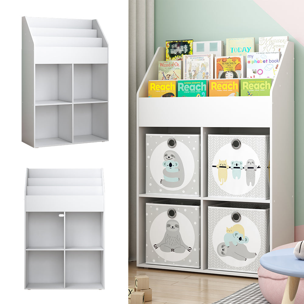Vicco Libreria bambini Bianco 72 x 111 cm con 4 ripiani per scatole pieghevoli
