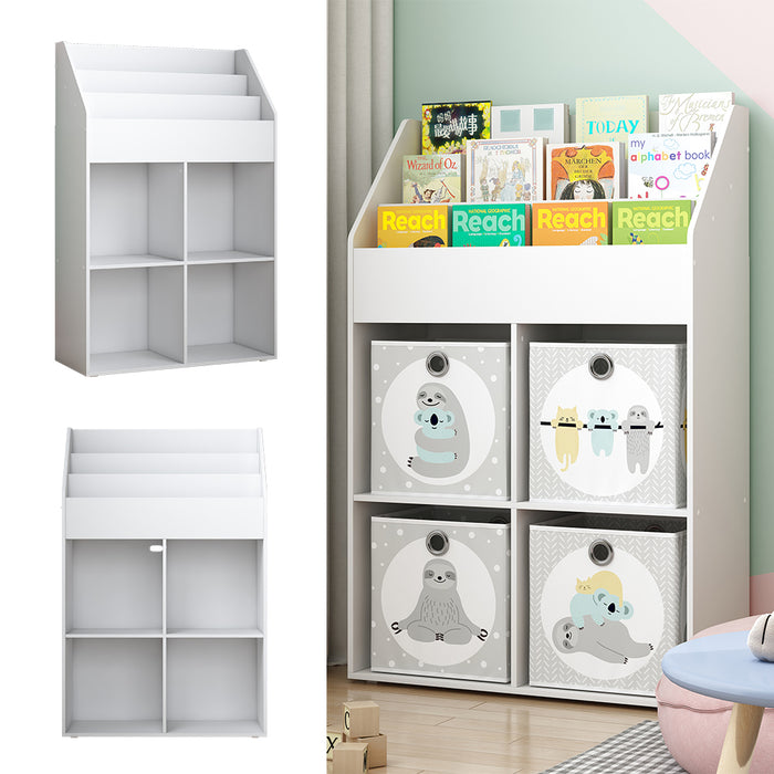 Vicco Libreria bambini Bianco 72 x 111 cm con 4 ripiani per scatole pieghevoli