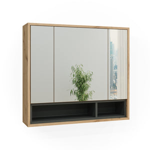 Vicco Specchio contenitore bagno Rovere artigianale/antracite 80 x 72 cm