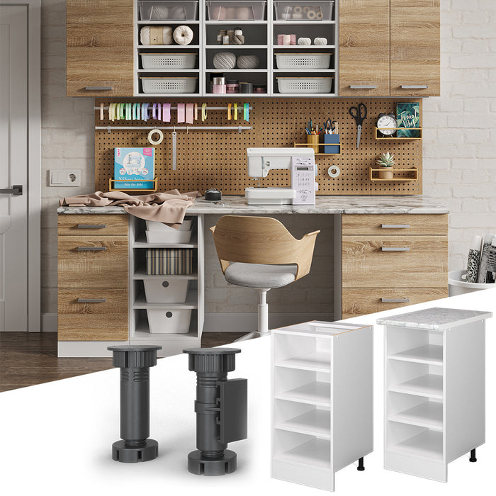 Vicco Base a ripiani Bianco 40 cm con ripiani aperti, con piano di lavoro