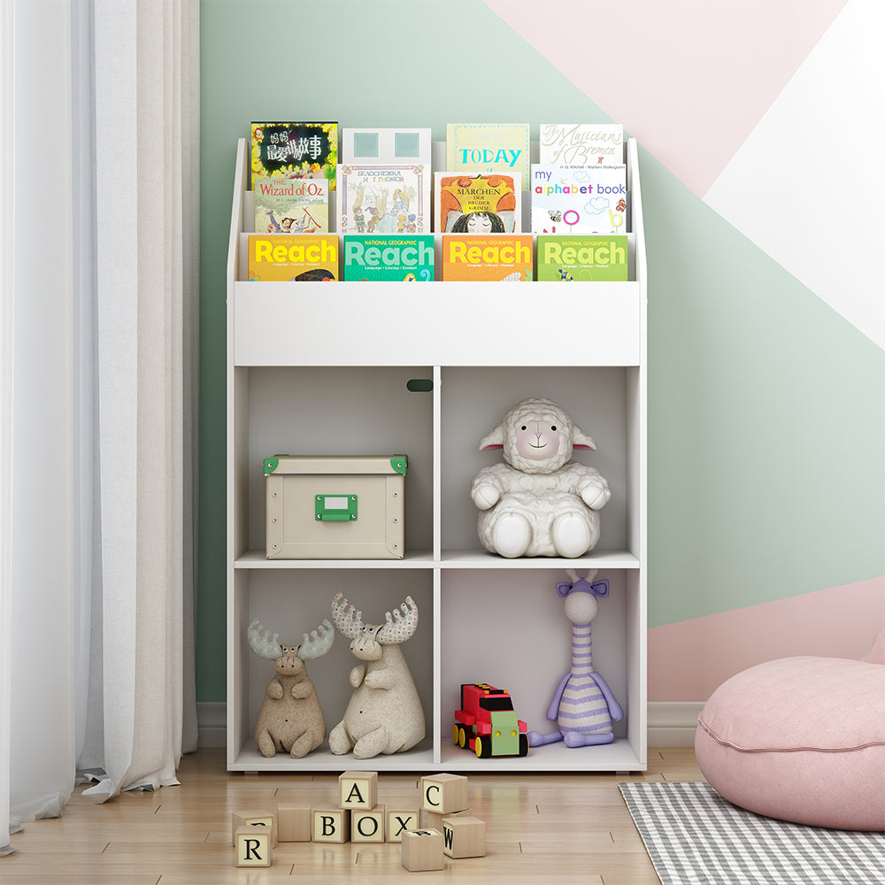 Vicco Libreria bambini Bianco 72 x 111 cm con 4 ripiani per scatole pieghevoli