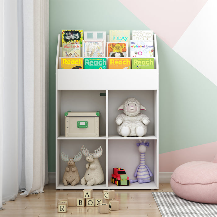 Vicco Libreria bambini Bianco 72 x 111 cm con 4 ripiani per scatole pieghevoli
