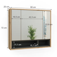 Vicco Specchio contenitore bagno Rovere artigianale/antracite 80 x 72 cm