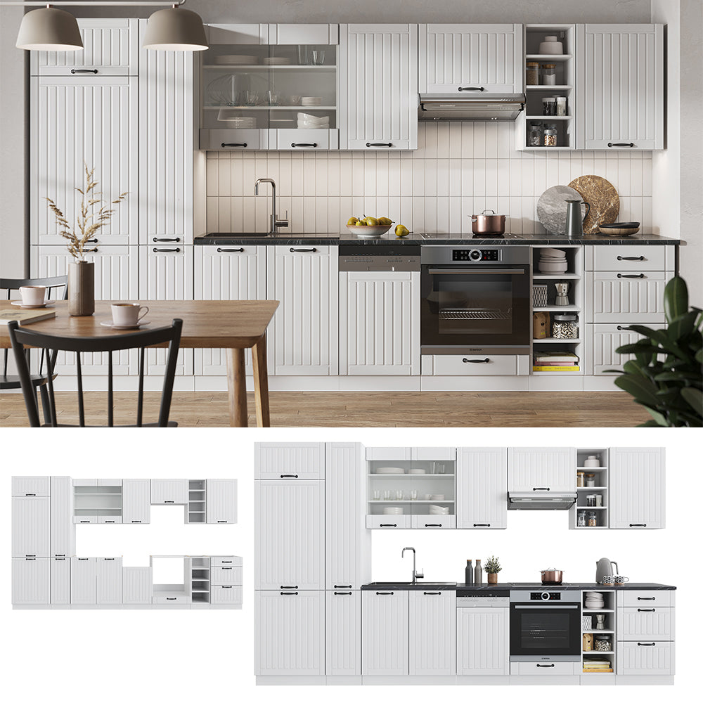 Vicco Cucina componibile Casa di campagna bianca/bianco 355 cm , PL Marmo