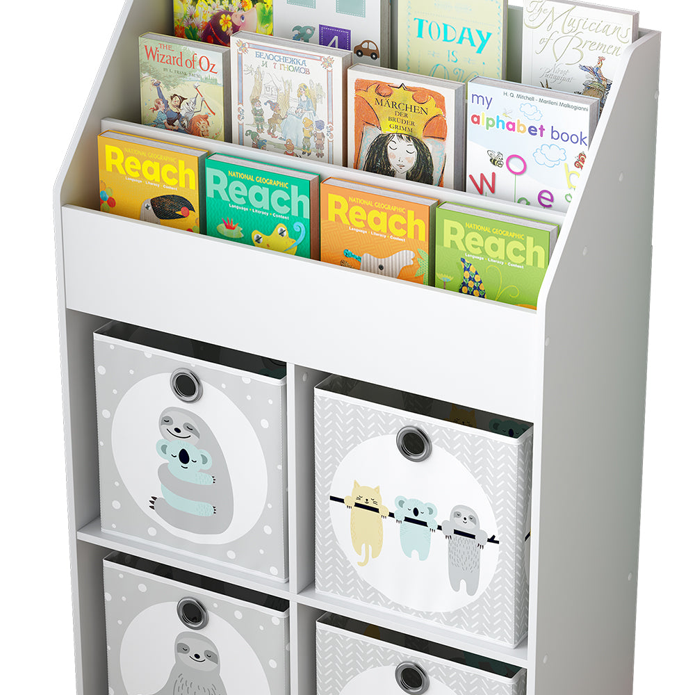 Vicco Libreria bambini Bianco 72 x 111 cm con 4 ripiani per scatole pieghevoli