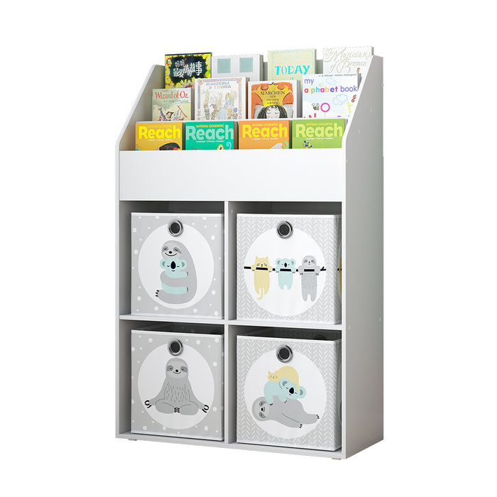 Vicco Libreria bambini Bianco 72 x 111 cm con 4 ripiani per scatole pieghevoli