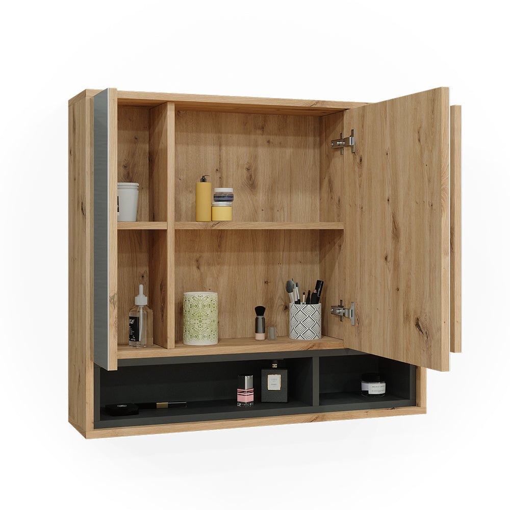 Vicco Specchio contenitore bagno Rovere artigianale/antracite 80 x 72 cm