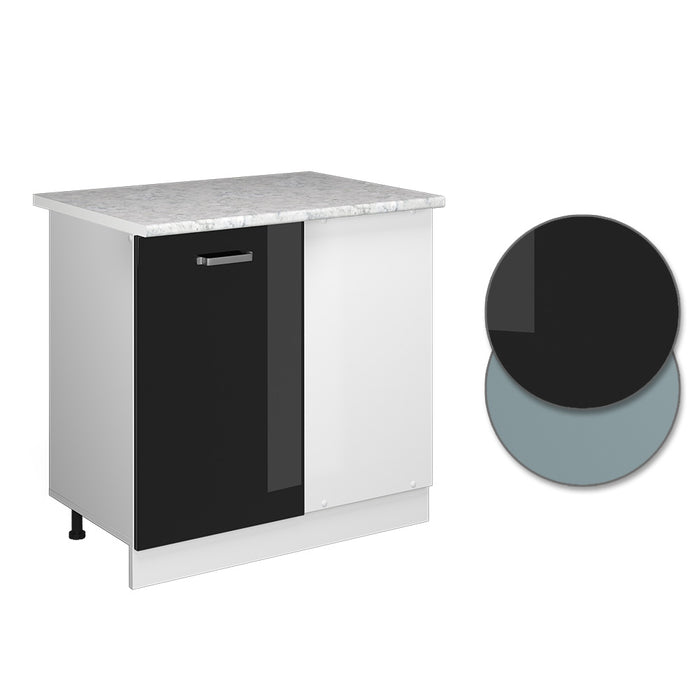 Vicco Armadio universale ad angolo Nero lucido 86 cm con anta, con piano di lavoro