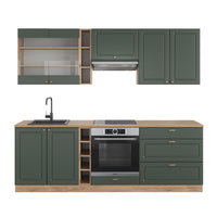 Vicco Cucina componibile Quercia verde-oro Country/oro Power 235 cm senza piano di lavoro