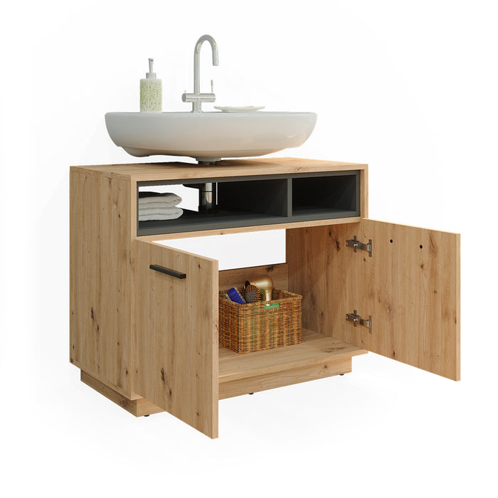 Vicco Mobile sottolavabo per bagno Rovere artigianale/antracite 80 x 64 cm