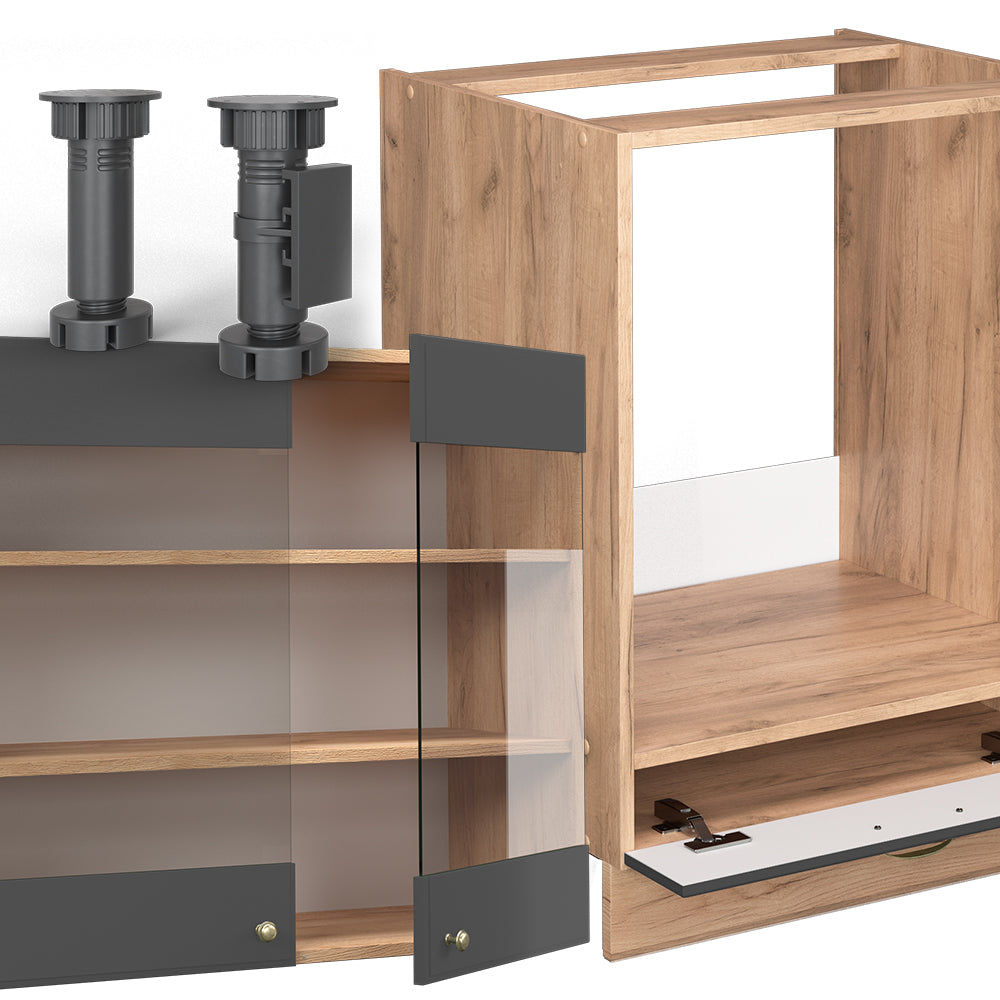 Vicco Cucina angolare completa Antracite Country House/oro Kraft Oak 227 x 287 cm , PL Antracite