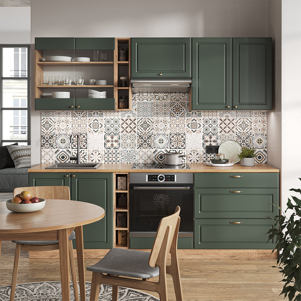 Vicco Cucina componibile Quercia verde-oro Country/oro Power 235 cm , PL Marmo