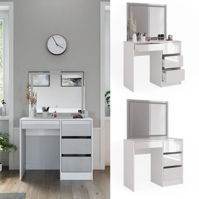 Vicco Tavolo da toeletta Bianco 40 cm con specchio a LED