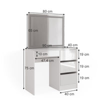 Vicco Tavolo da toeletta Bianco 40 cm con specchio a LED