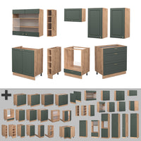 Vicco Cucina componibile Quercia verde-oro Country/oro Power 235 cm senza piano di lavoro