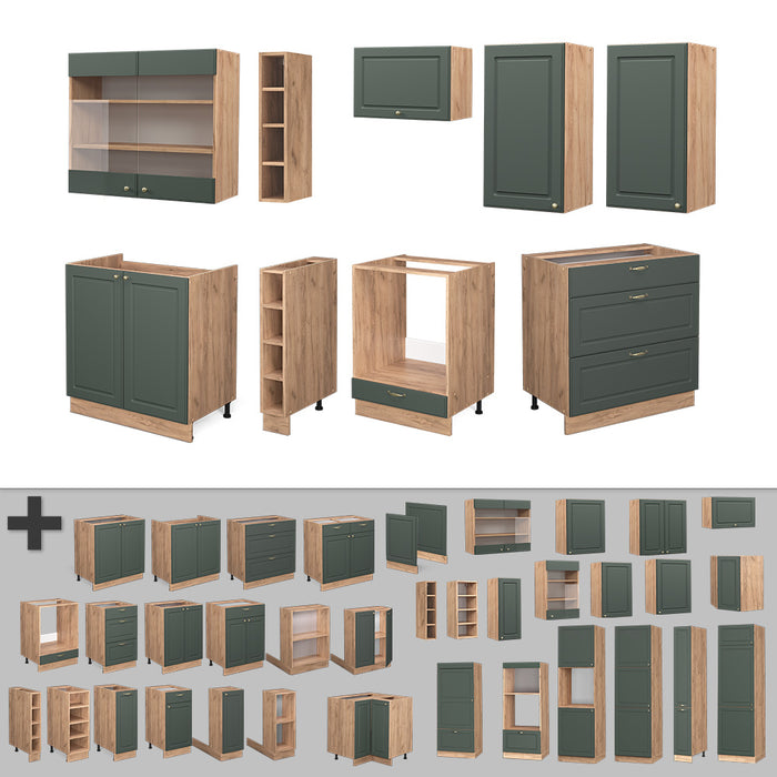 Vicco Cucina componibile Quercia verde-oro Country/oro Power 235 cm , PL Rovere