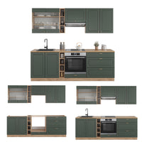 Vicco Cucina componibile Quercia verde-oro Country/oro Power 235 cm , PL Rovere