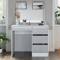 Vicco Tavolo da toeletta Bianco 40 cm con specchio a LED