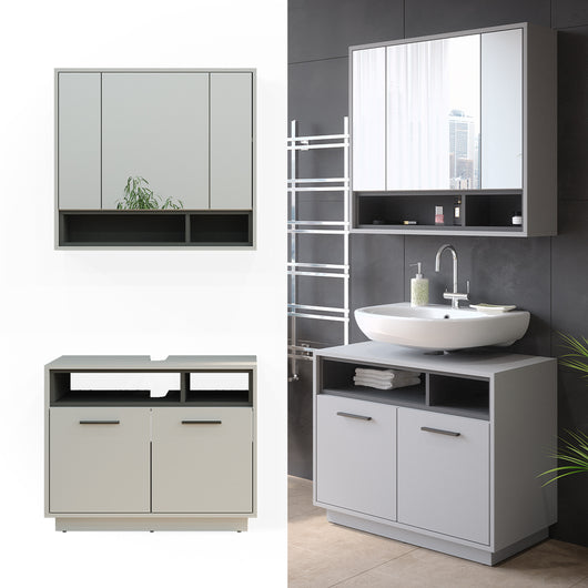 Vicco Set di mobili da bagno Grigio 2 parti